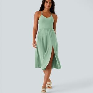 NEW! Halara Light bean green midi dress.